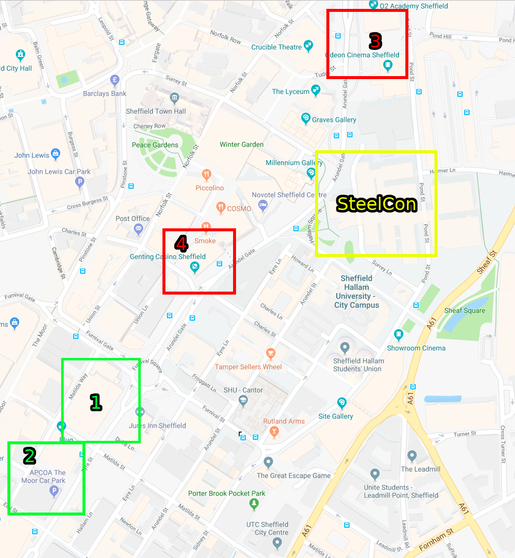 Map of local carparks